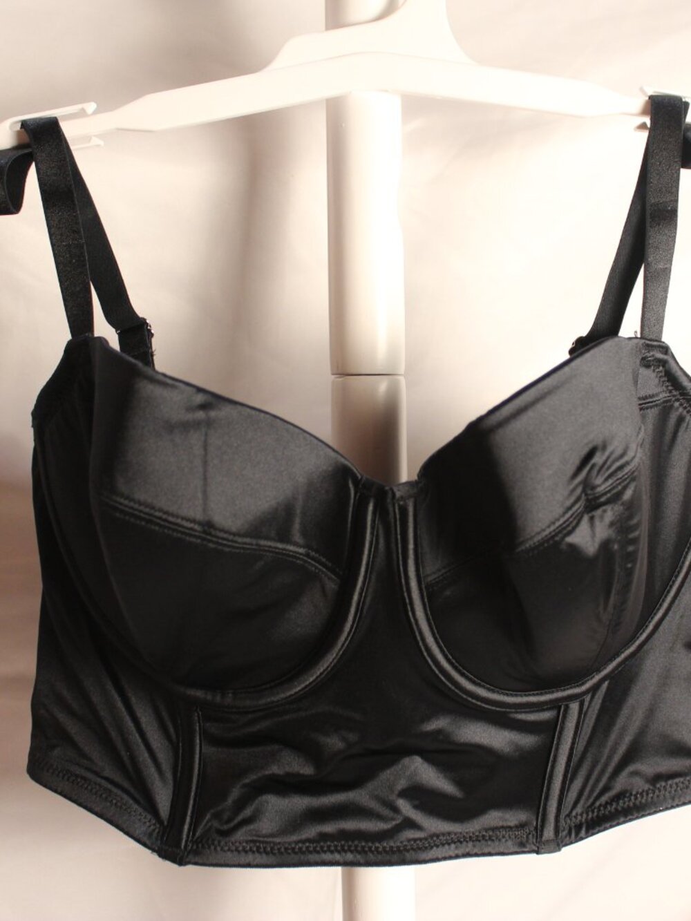 Auden Womens Longline Bra Bustier Satin Underwire Black Size L NWT